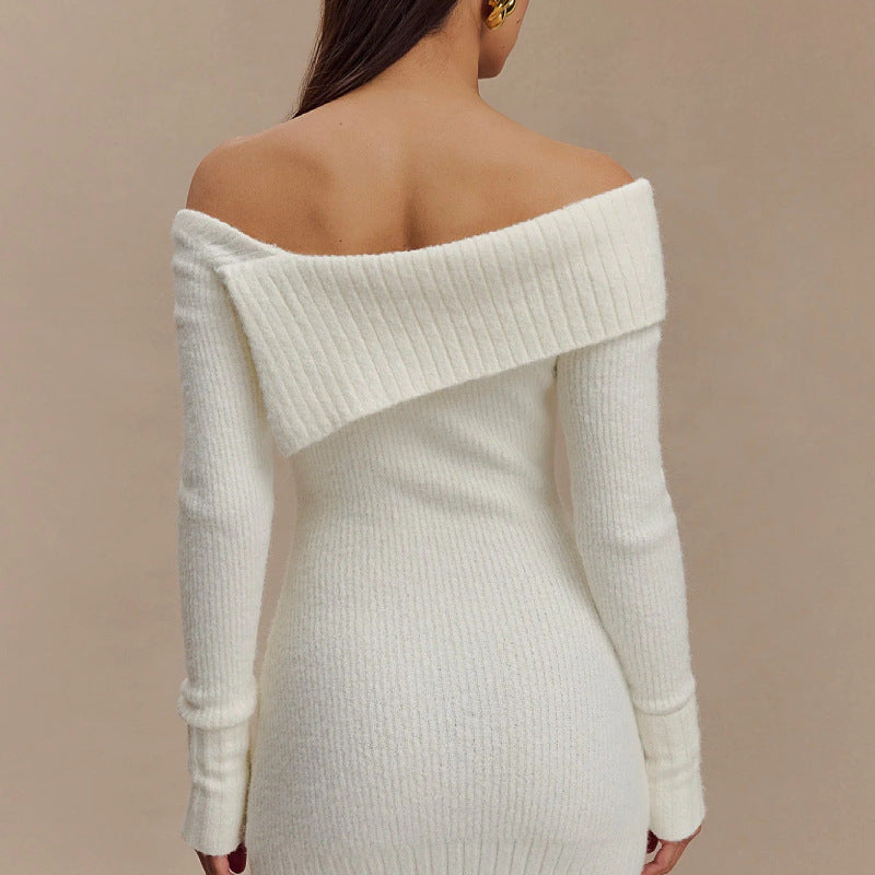 Sexy Off The Shoulder Long Sleeves Knitted Sweaters