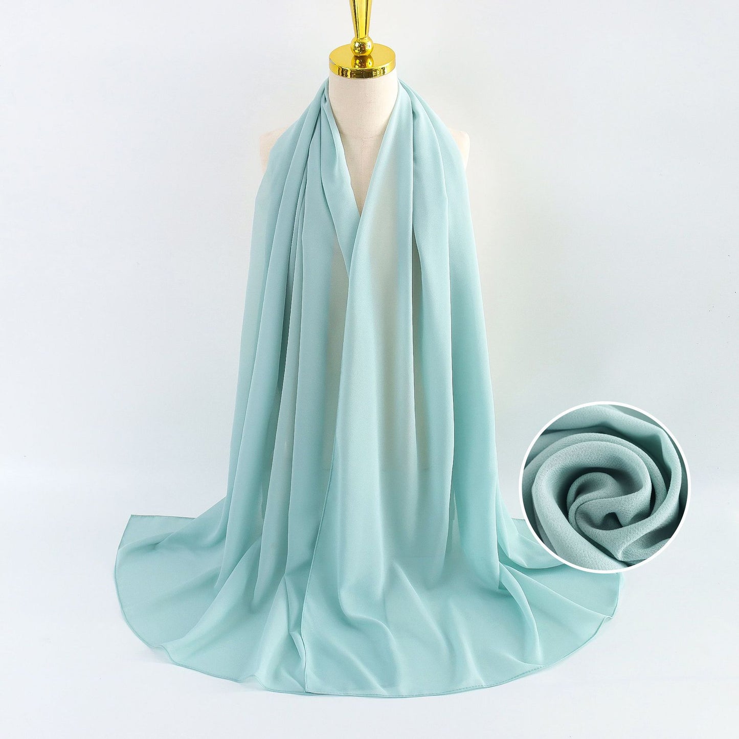 Women Pearl Chiffon Scarf Solid Color Bubble Towel Versatile Scarves