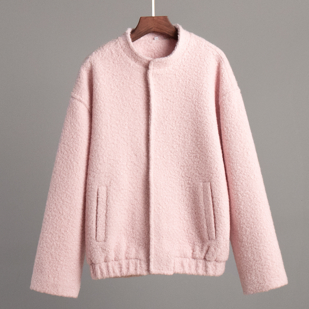 Fashion Stand Collar Pink Short Jacket Coats