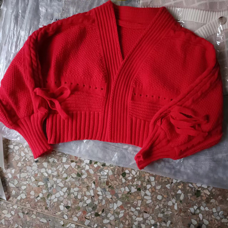Sweety V Neck Knitted Short Sweaters