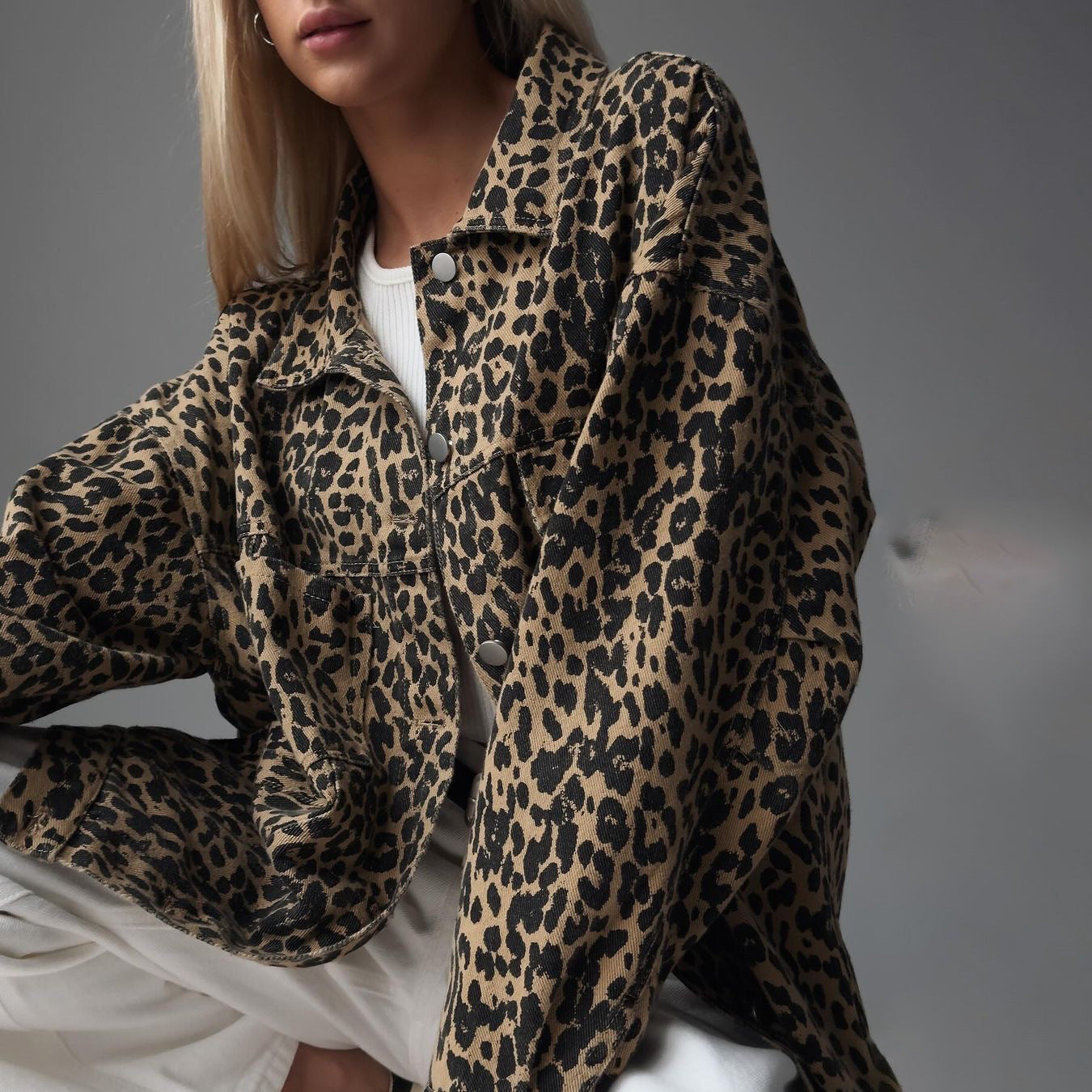 Vintage Leopard Casual Women Jacket Coats