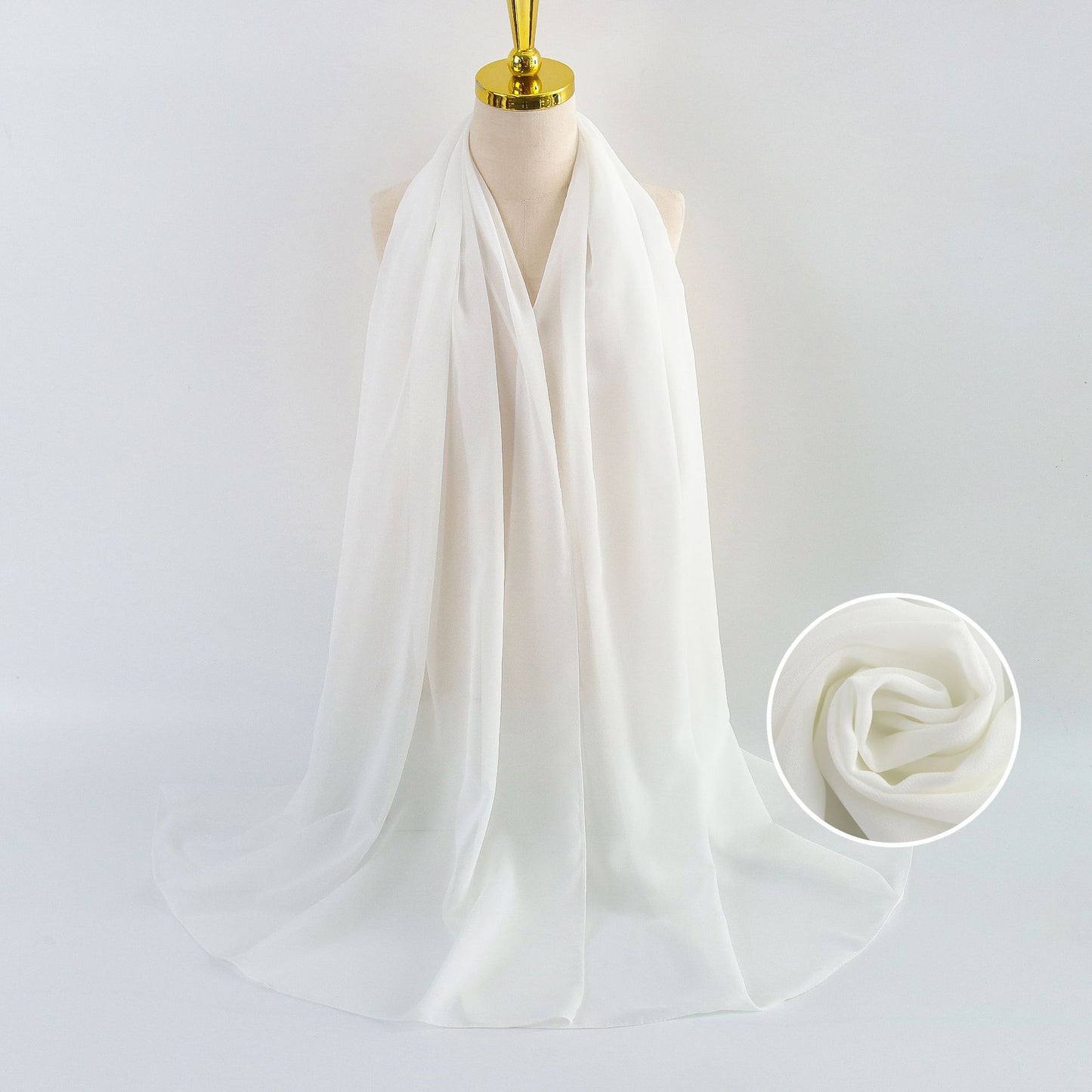 Women Pearl Chiffon Scarf Solid Color Bubble Towel Versatile Scarves