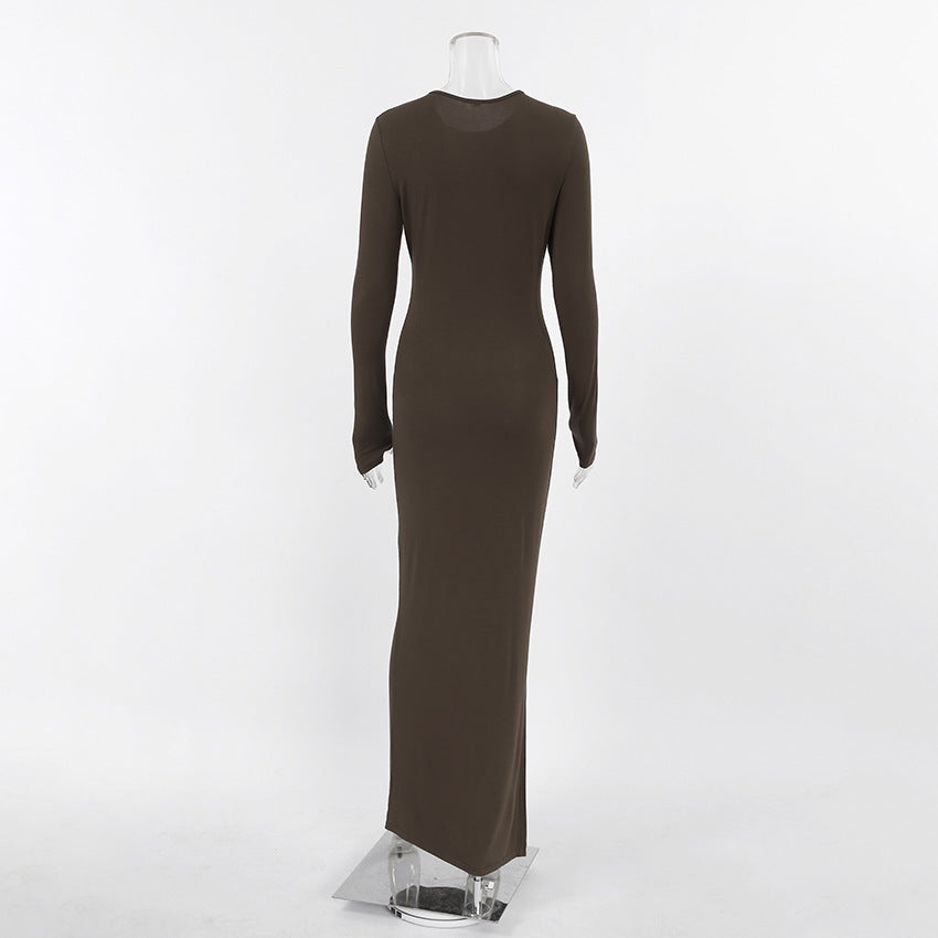 Vintage Brown Long Sheath Dresses