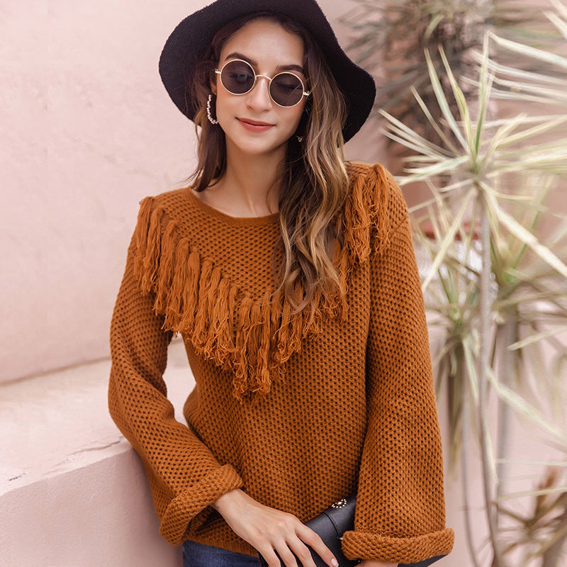 Fashion Brown Knitted Sweaters