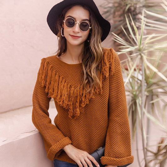 Fashion Brown Knitted Sweaters