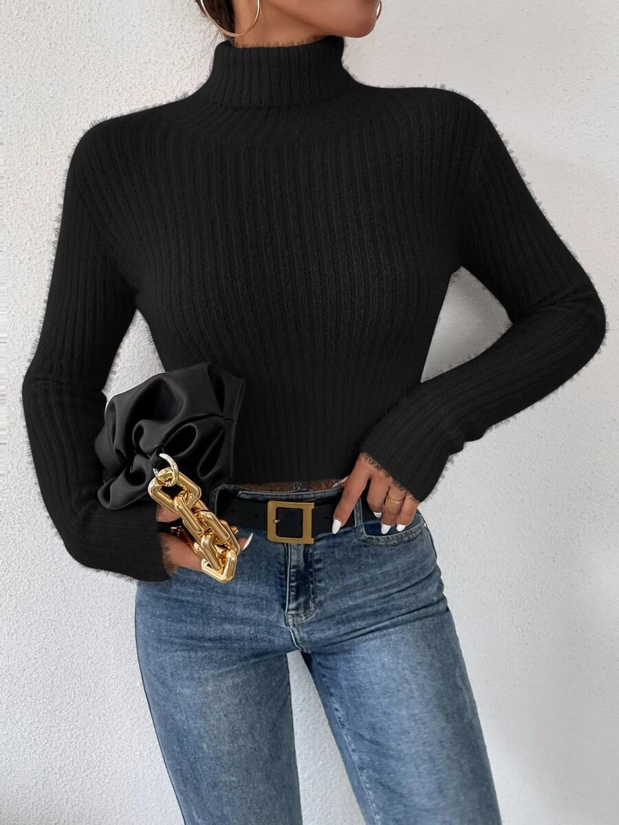 Fashion High Neck Knitted Pullover Sweaters