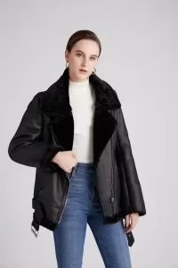 Fashion Winter Pu Leather with Fur Motorcycle Jacket Coats