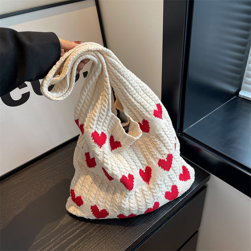 Casual Summer Knitted Wave Sweetheart Shoulder Bags