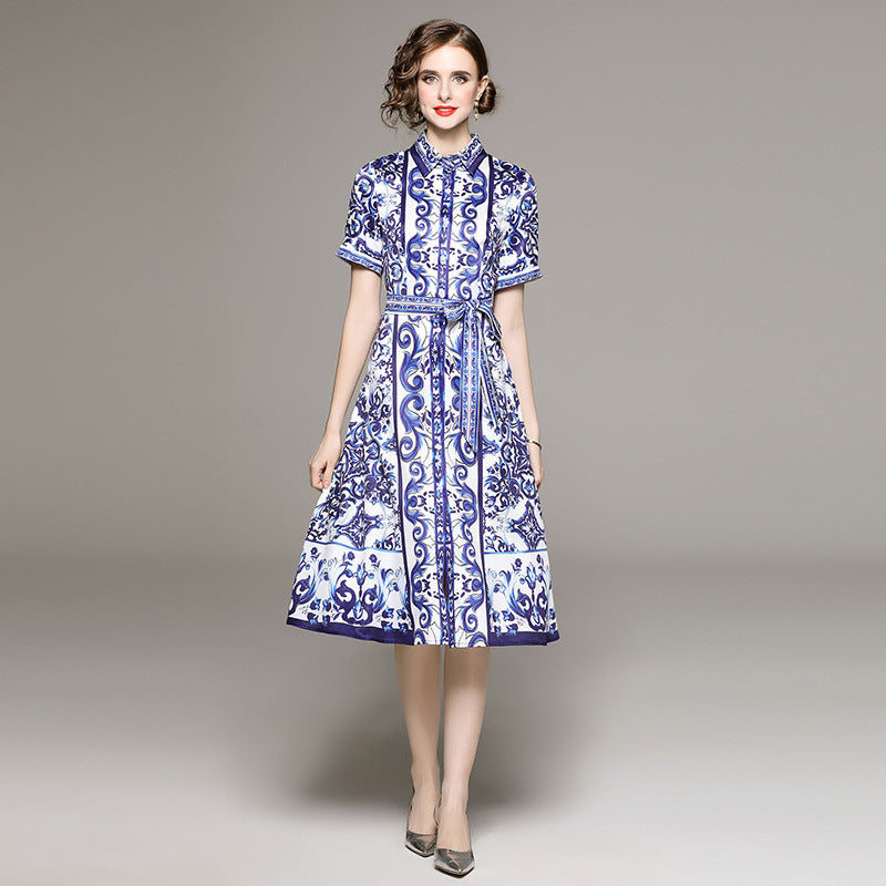 Fashion Designed Floral Midi Dresses with Belt