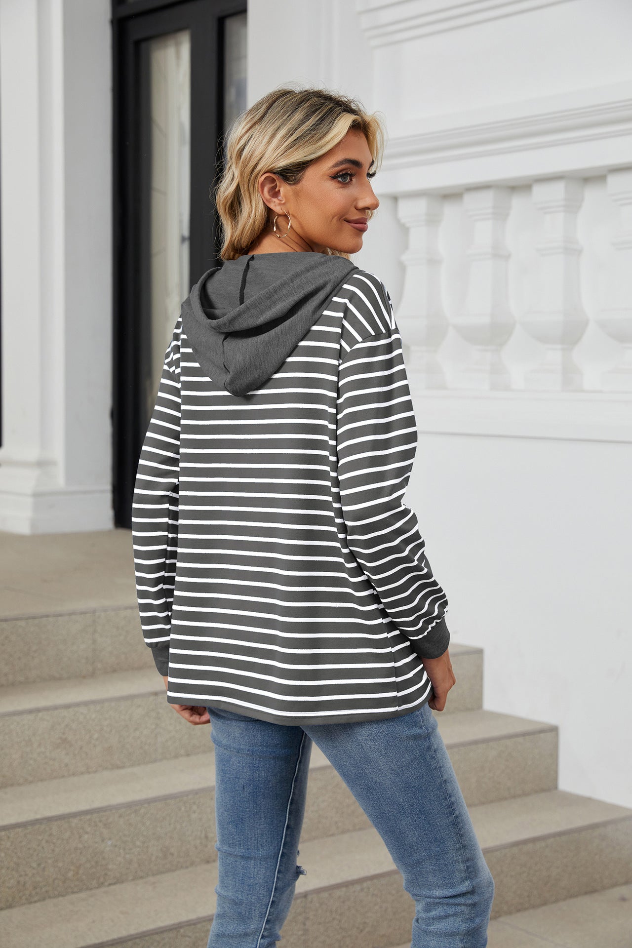 Casual Striped Long Sleeves Hoodies