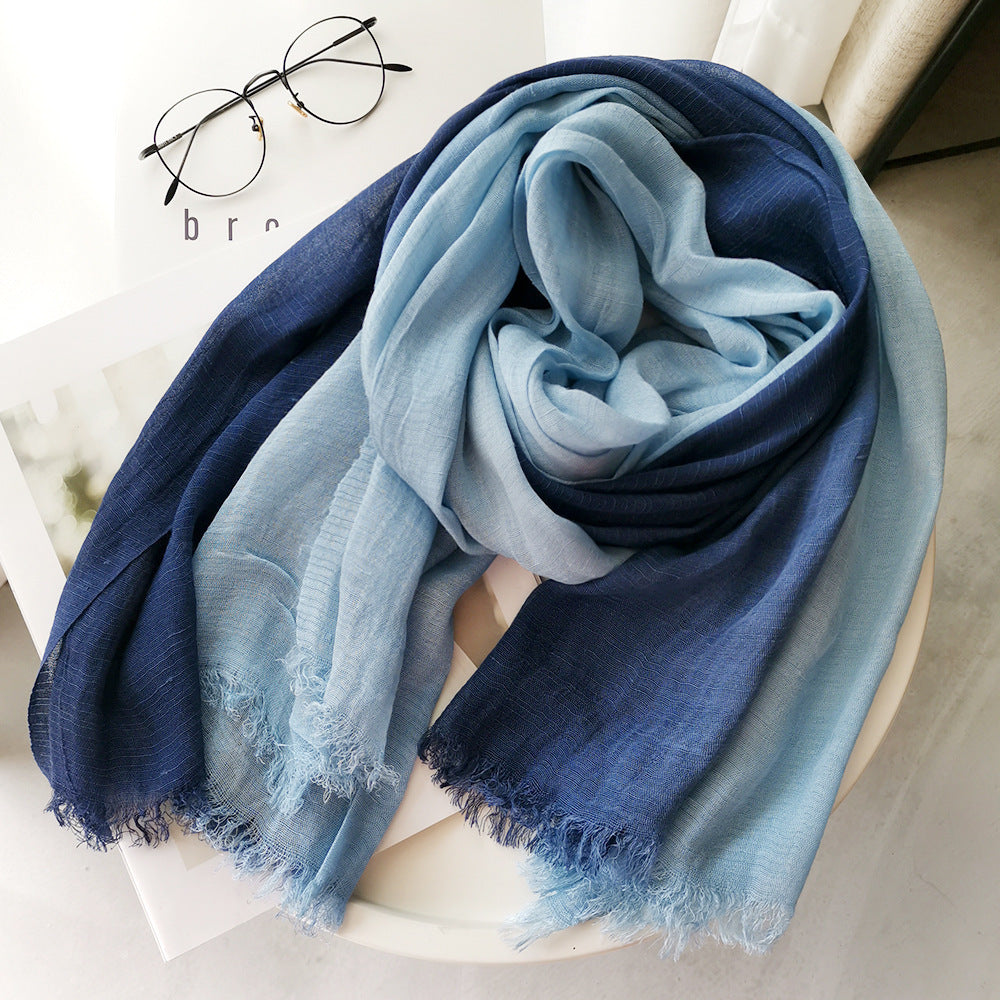 Simple Cotton and Linen Scarf Women's Gradual Versatile Silk Scarf