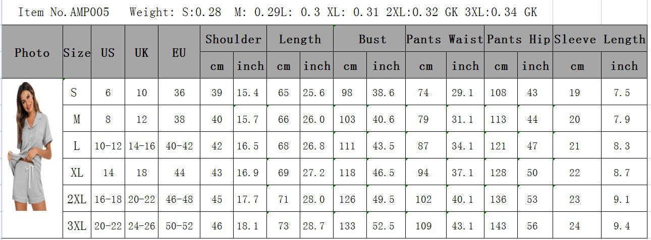 Women Casual Short Sleeves Pajamas