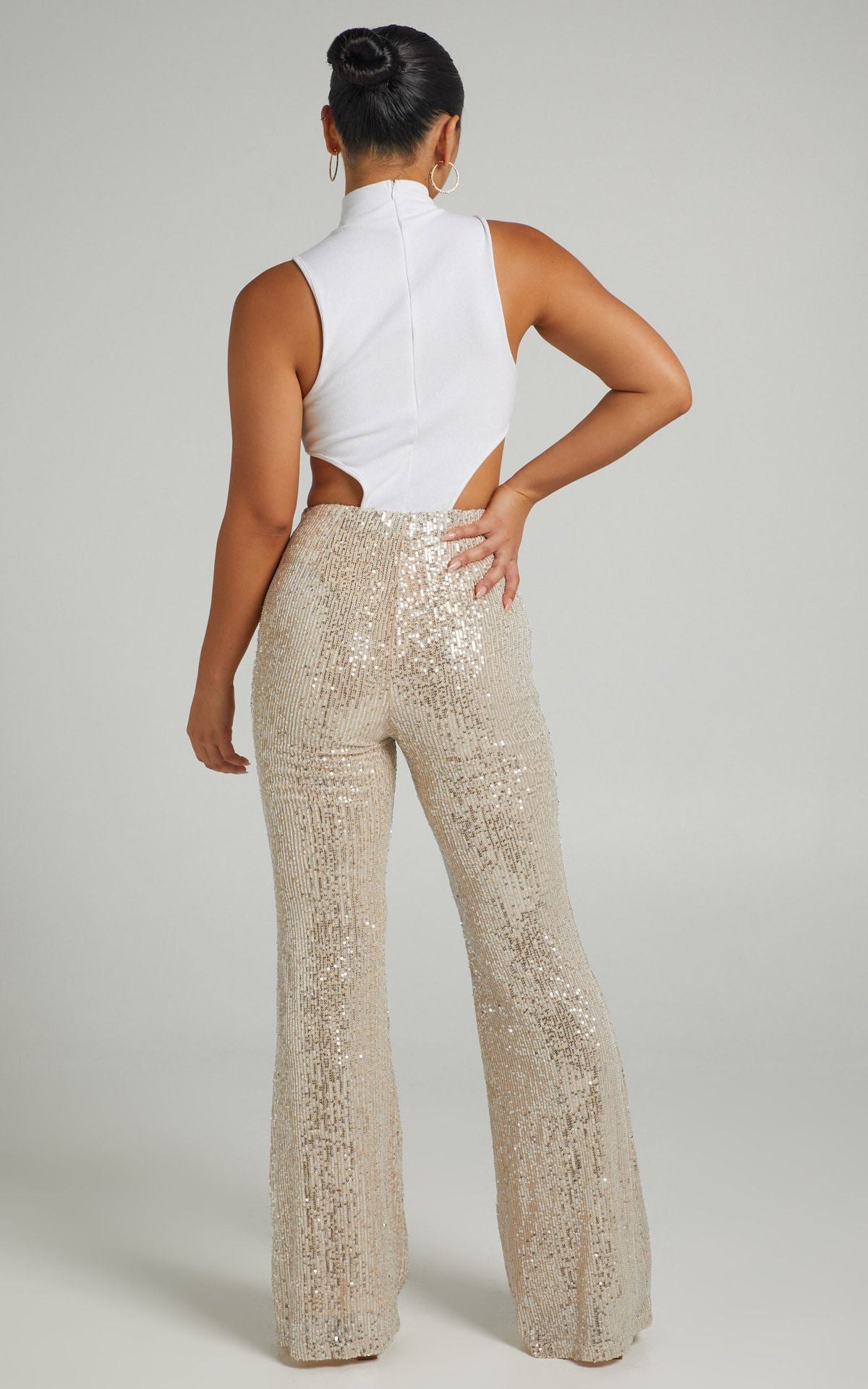 Fashion High Waist Sequined Trumpet Pants for Women
