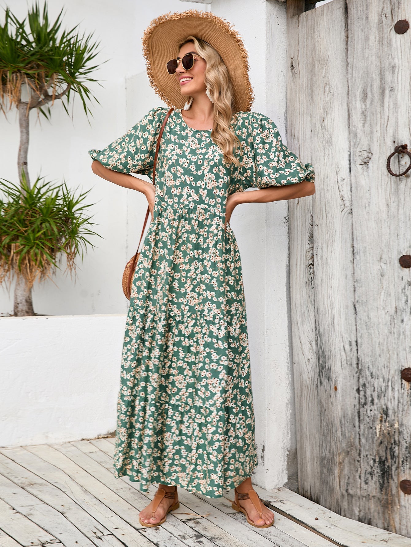 Vintage Half Sleeves Midi Length Plus Sizes Vacation Dresses