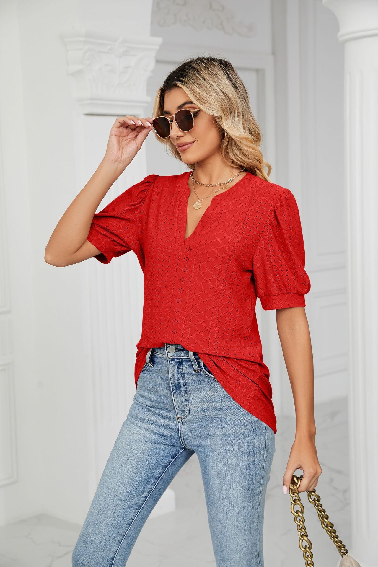 Summer Casual V Neck T Shirts for Women