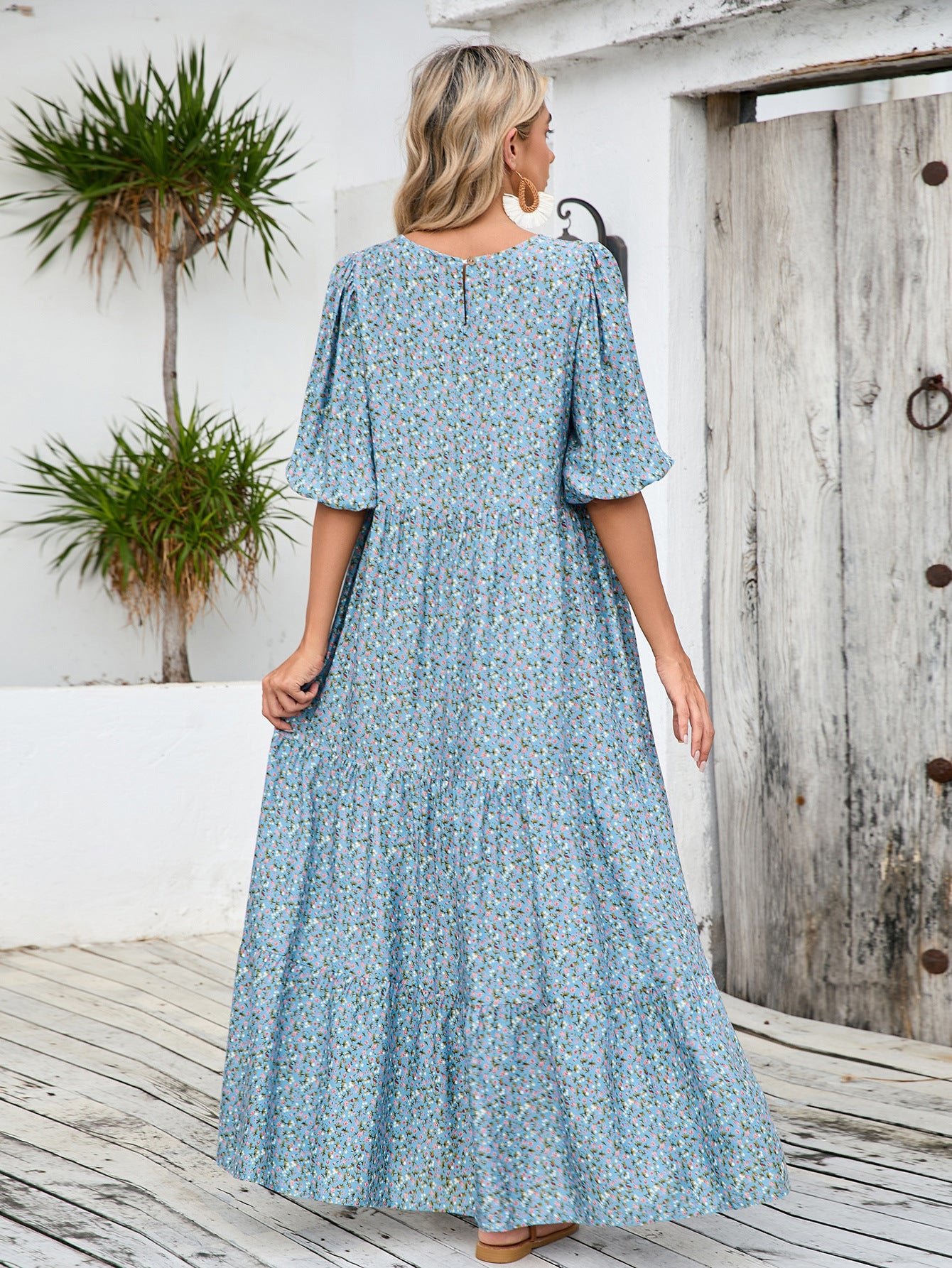 Vintage Half Sleeves Midi Length Plus Sizes Vacation Dresses