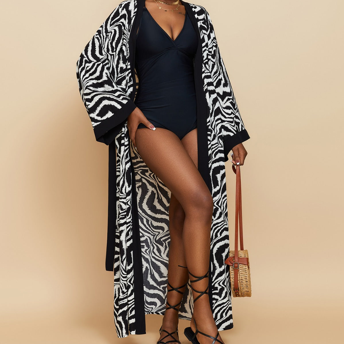 Casual Summer Zebra Print Cover Ups