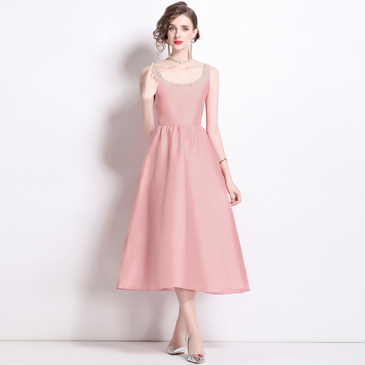 Elegant Square Neckline Sleeveless Dresses