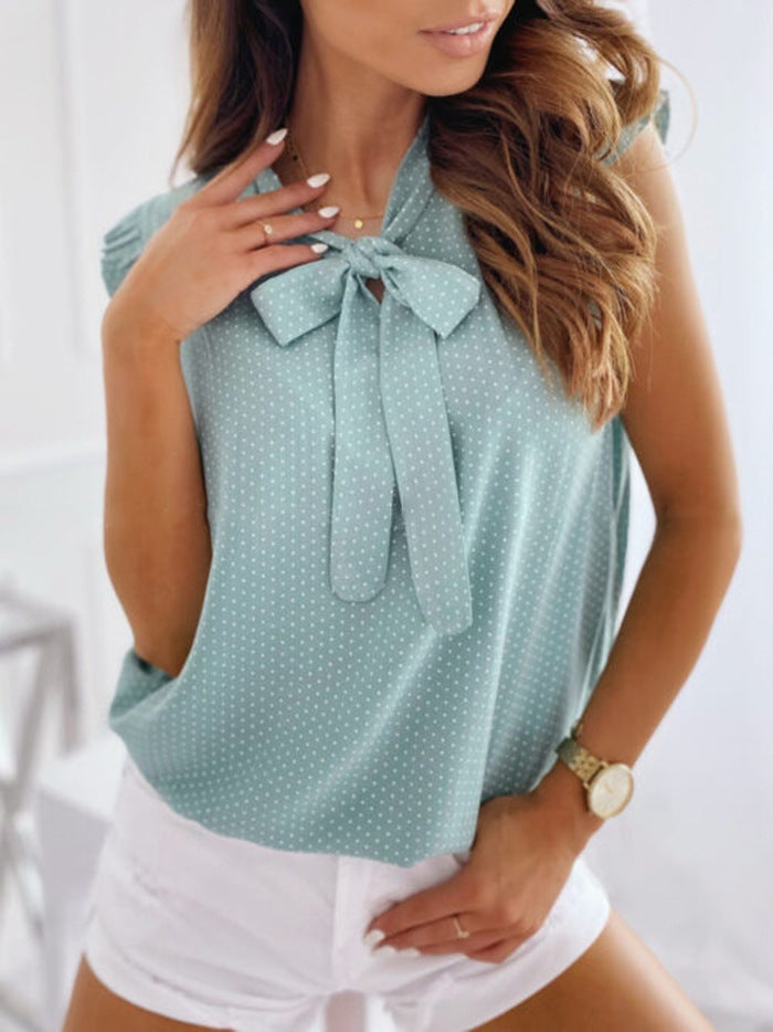 Lovely Polka Dot Print Summer Sleeveless Shirts