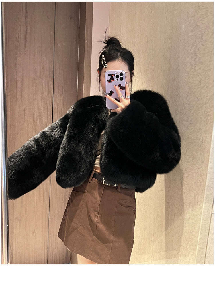 Designed Faux Fox Fur Warm Short Coats