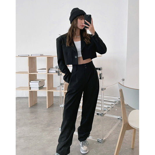 Fashion Short Blazers & High Waist Pants Suits