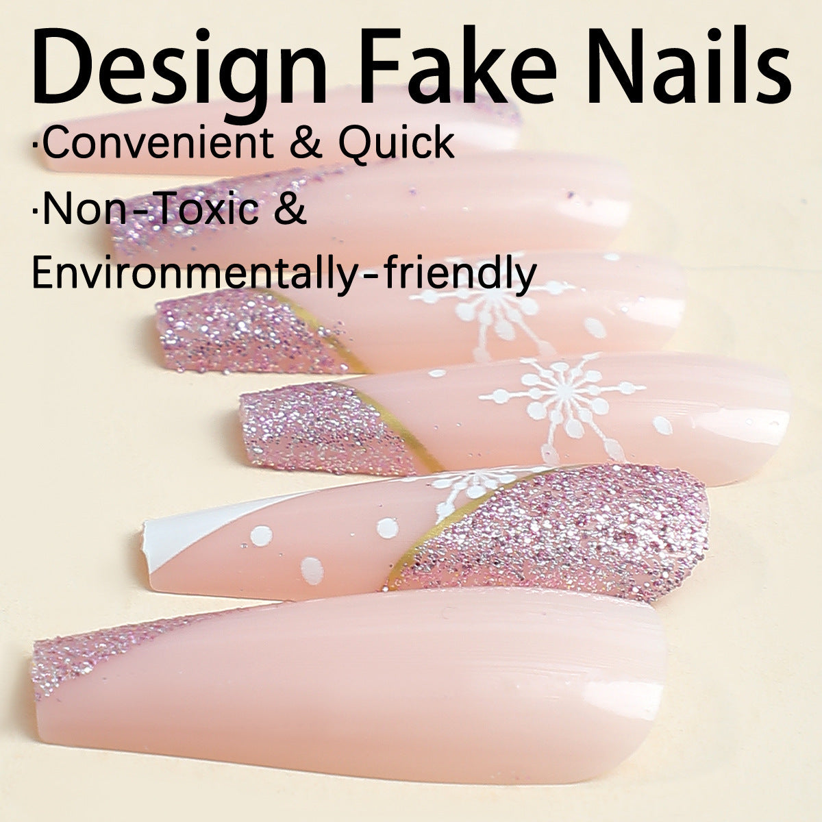 Sweety Pink Snowflake Christmas Press on Nails