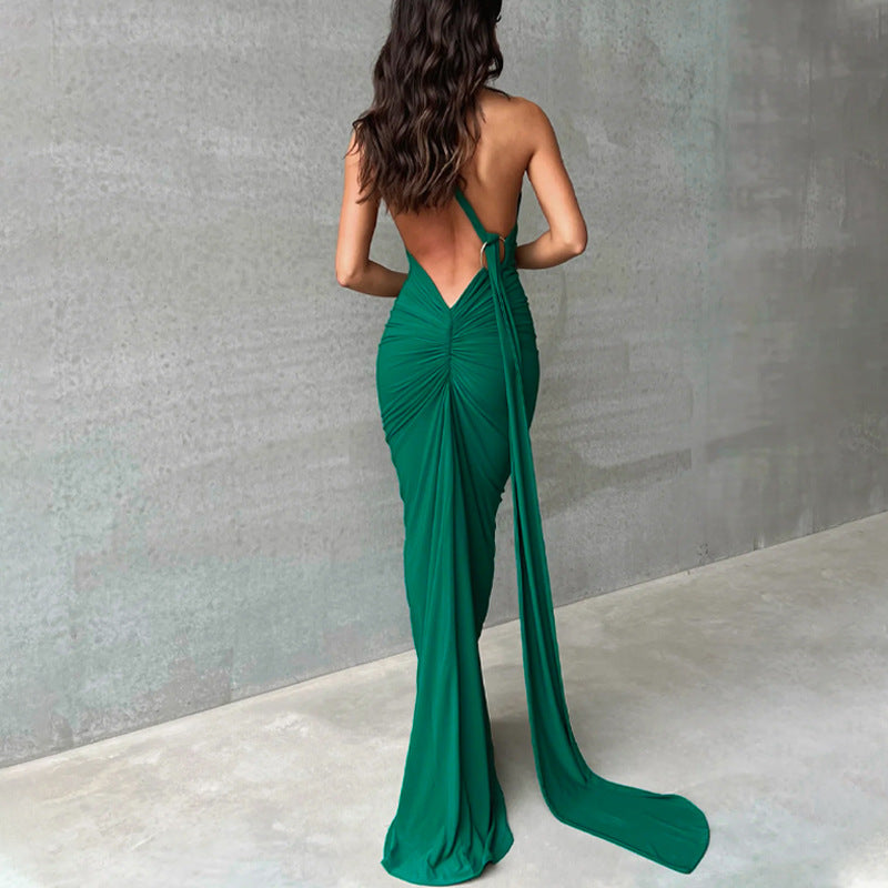 Sexy One Shoulder Sleeveless Long Evening Party Dresses