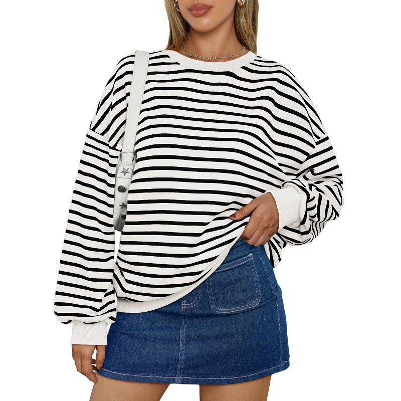 Casual Striped Long Sleeves Sports Hoodies