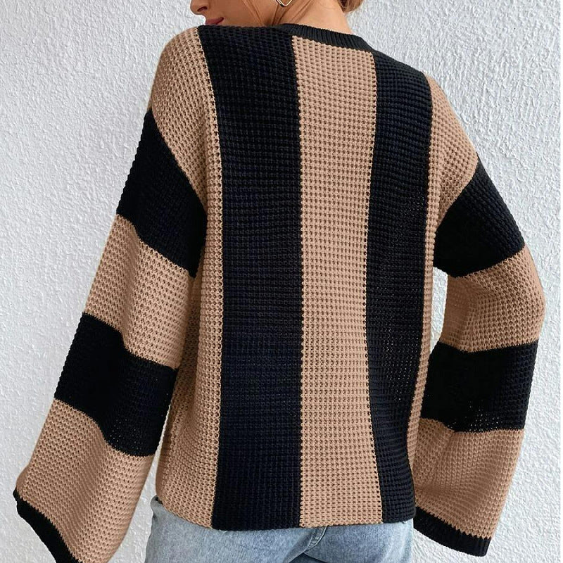 Designed Striped Knitted Sweaters