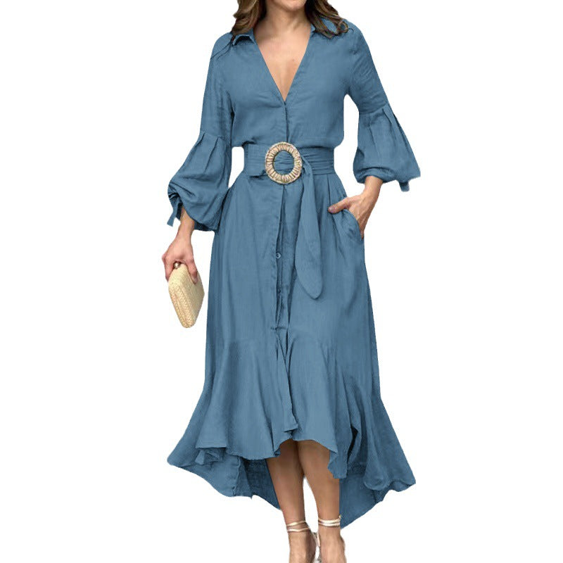 Fashion Long Sleeves Dresses with Pocket