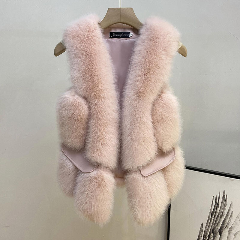 Winter Man Made Fox Fur Short Top Vest for Women