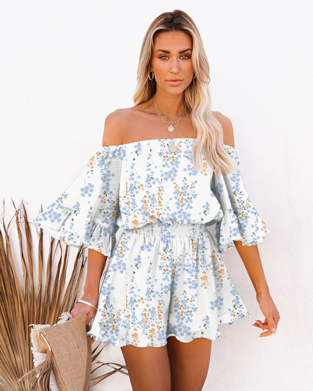 Sexy Off The Shoulder Chiffon Summer Short Jumpsuits