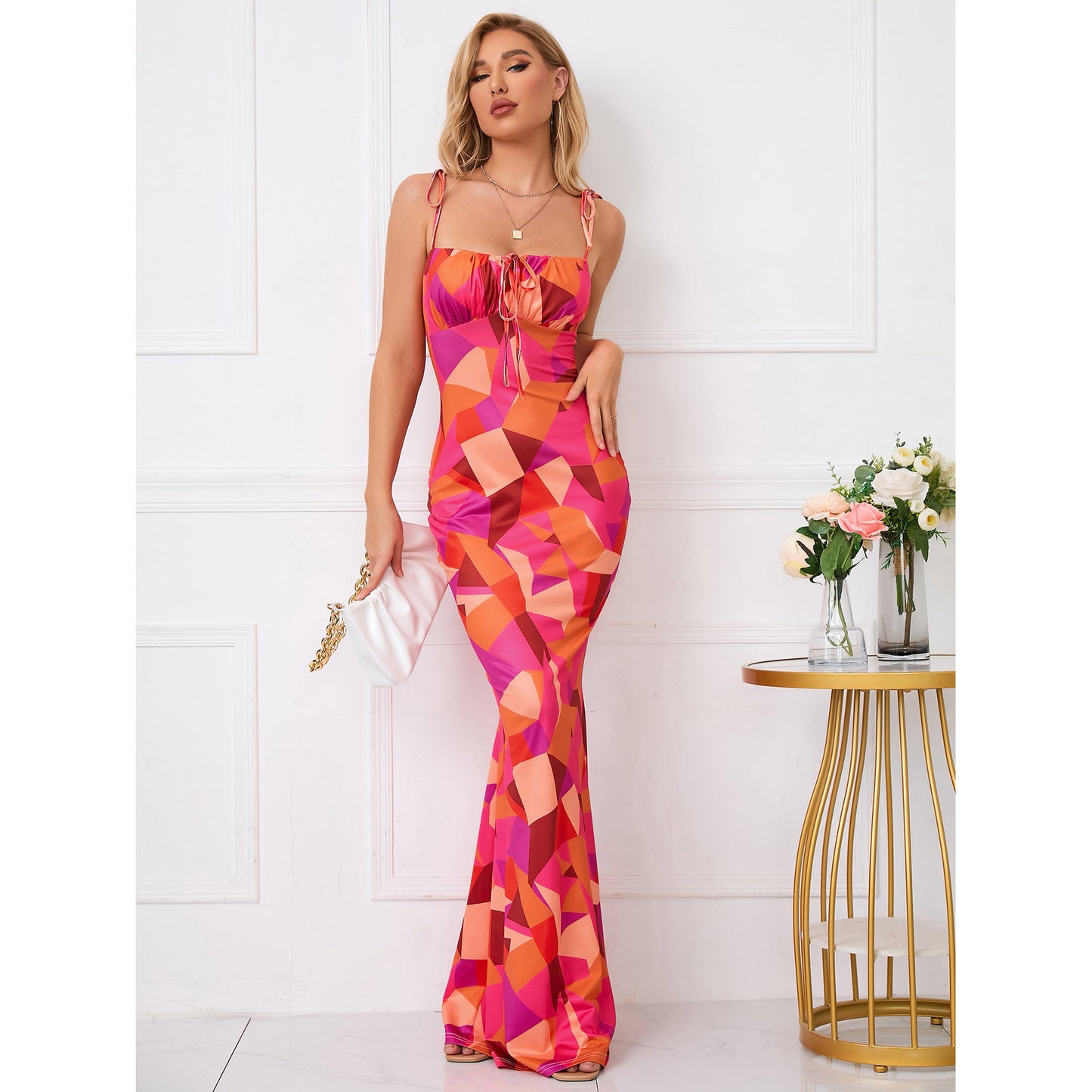 Sexy Floral Print Summer Long Sheath Dresses