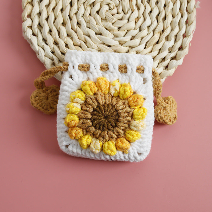 Sweet Crochet Sunflower Handwoven Mini Bundle Change Bag