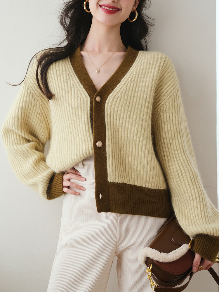 Fashion V Neck Lazy Style Knitted Cardigan Sweaters