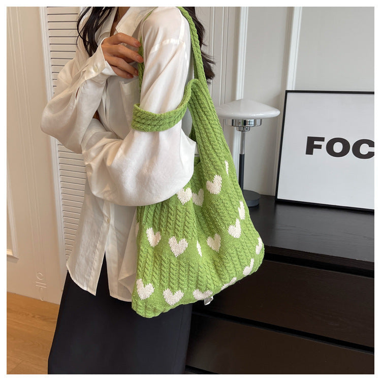 Casual Summer Knitted Wave Sweetheart Shoulder Bags