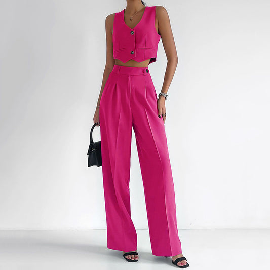 Casual Summer Sleeveless Vest and Long Pants Suits
