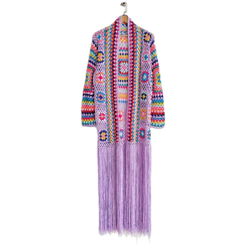 Colorful Crochet Irregular Tassels Coats for Women