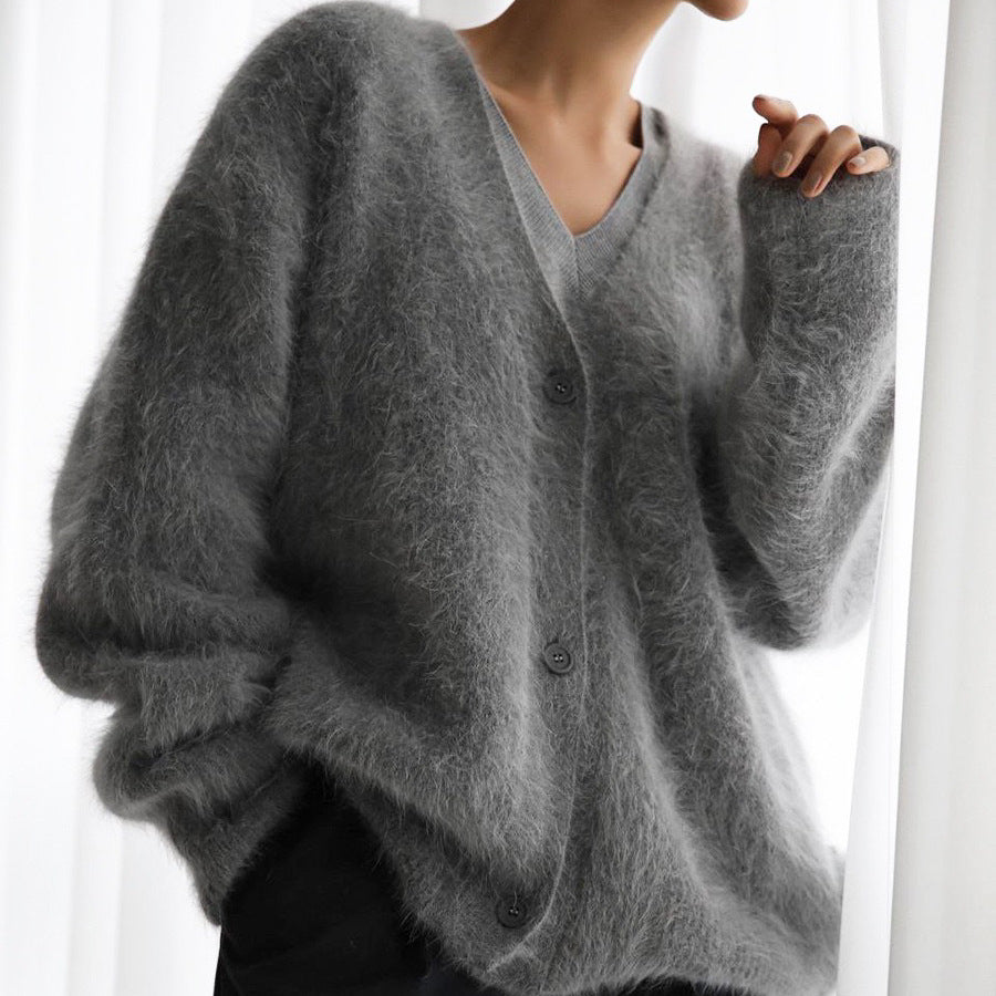 Casual V Neck Knitted Cardigan Sweaters for Women