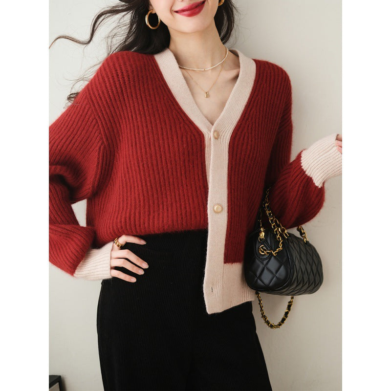 Fashion V Neck Lazy Style Knitted Cardigan Sweaters