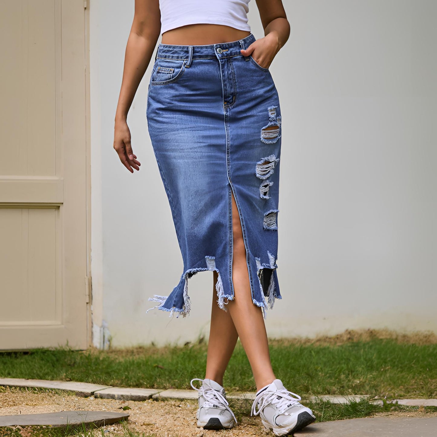 Summer High Waist A Line Denim Sheath Skirts