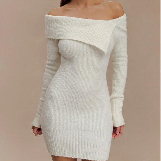 Sexy Off The Shoulder Long Sleeves Knitted Sweaters