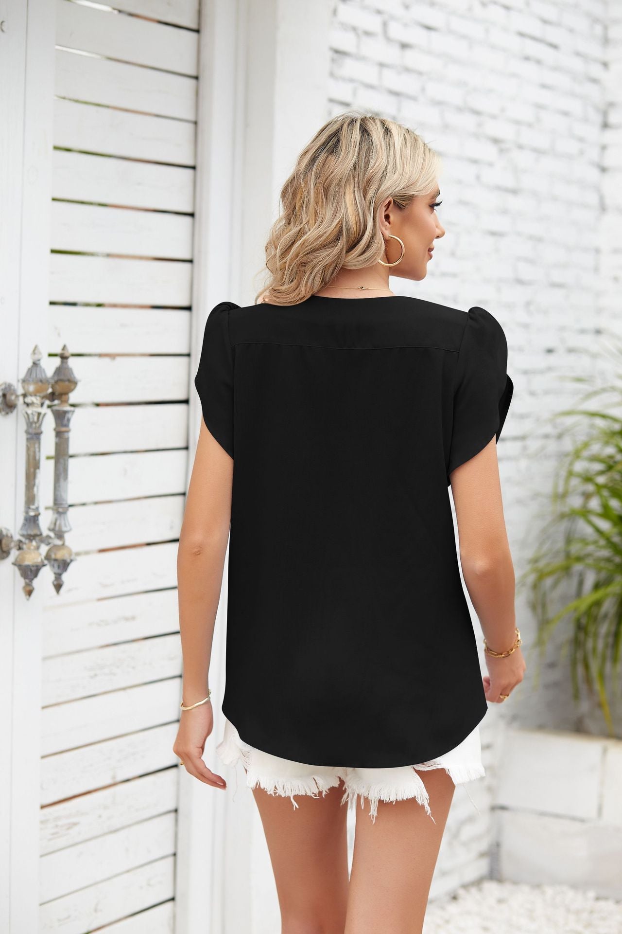 Casual Chiffon Short Sleeves Blouses for Women