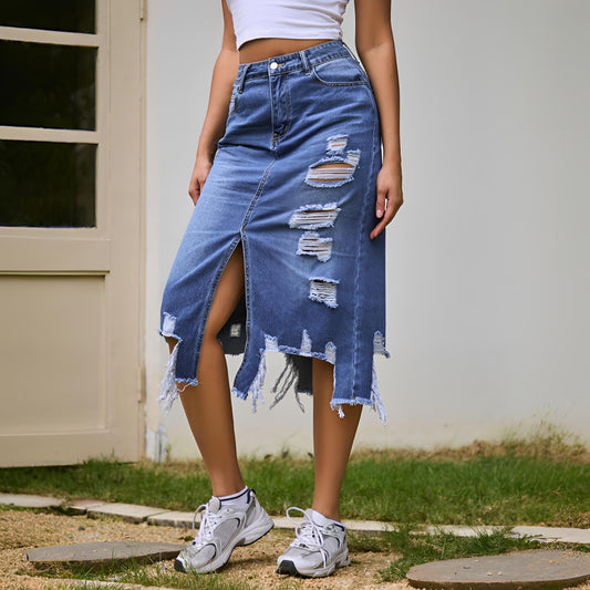 Summer High Waist A Line Denim Sheath Skirts