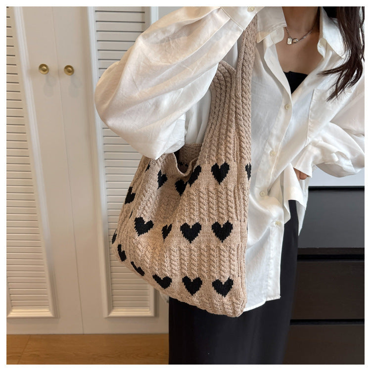 Casual Summer Knitted Wave Sweetheart Shoulder Bags