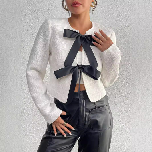 Fashion Irregular Bow Long Sleeves Blazers