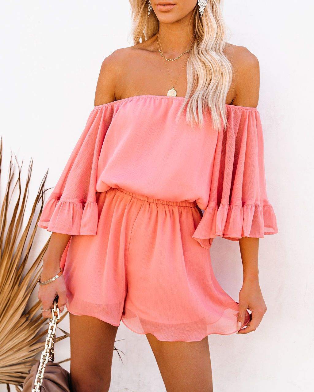 Sexy Off The Shoulder Chiffon Summer Short Jumpsuits