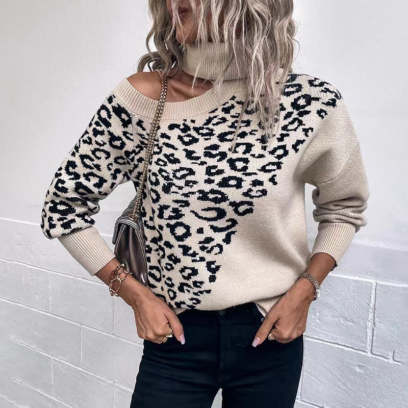 Casual Leopard Long Sleeves Knitted Sweaters