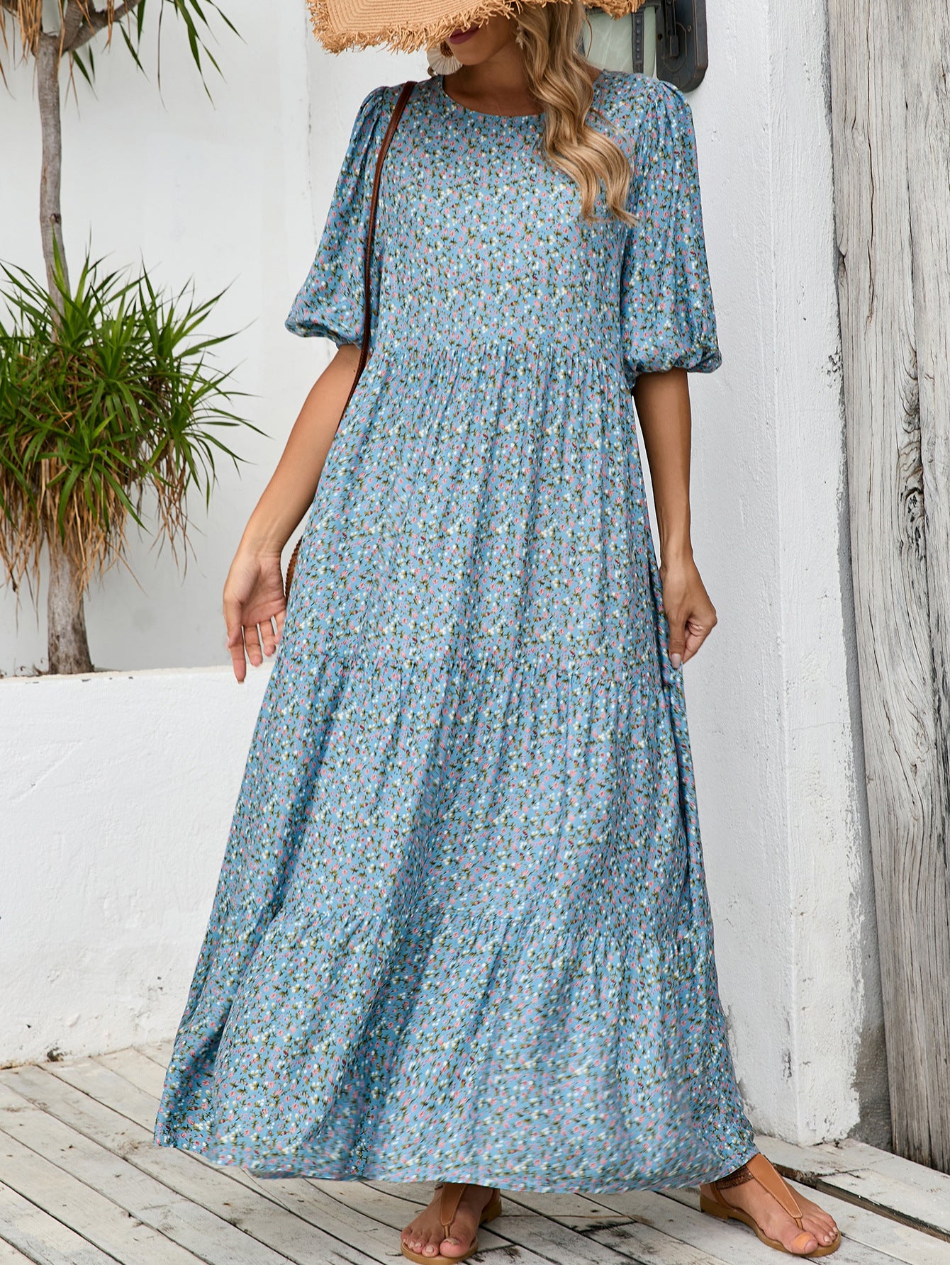 Vintage Half Sleeves Midi Length Plus Sizes Vacation Dresses