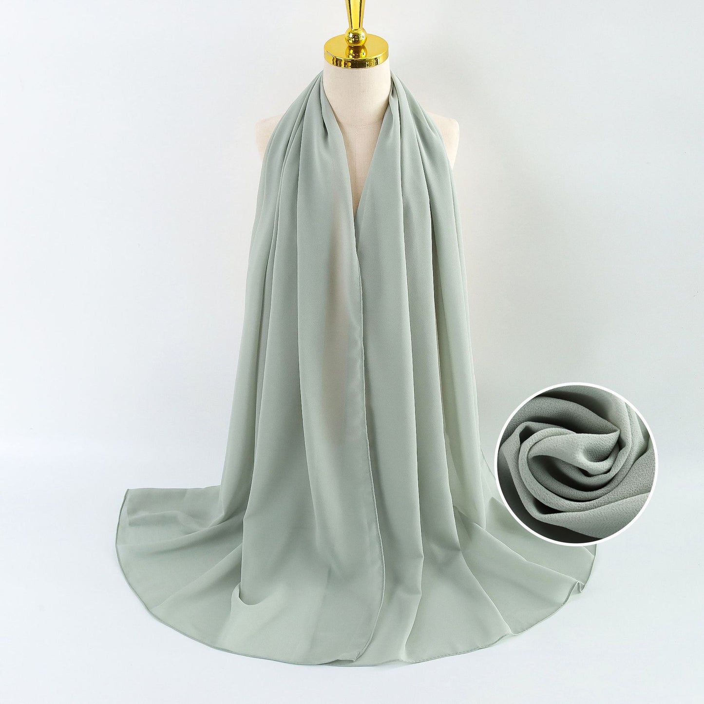 Women Pearl Chiffon Scarf Solid Color Bubble Towel Versatile Scarves